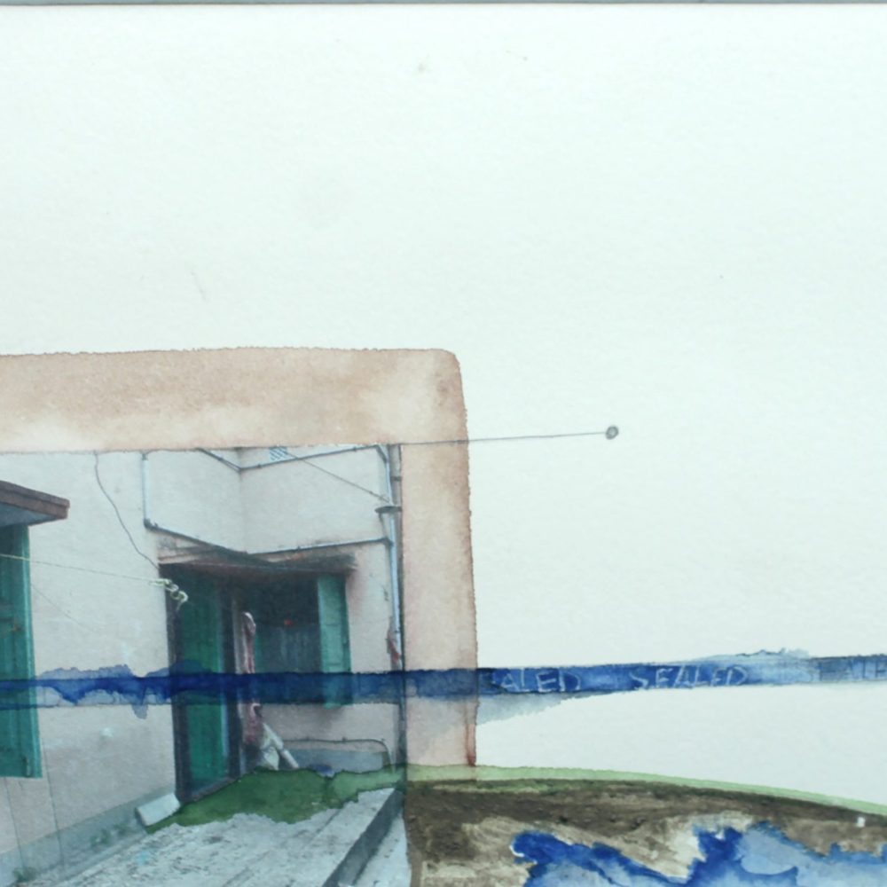 JAYETI BHATTACHARYA SEVERENCE II SET OF FOUR WATERCOLOR COLLECTED MUD INKJET PRINT ON ACID FREE PAPER 48x 120 IN