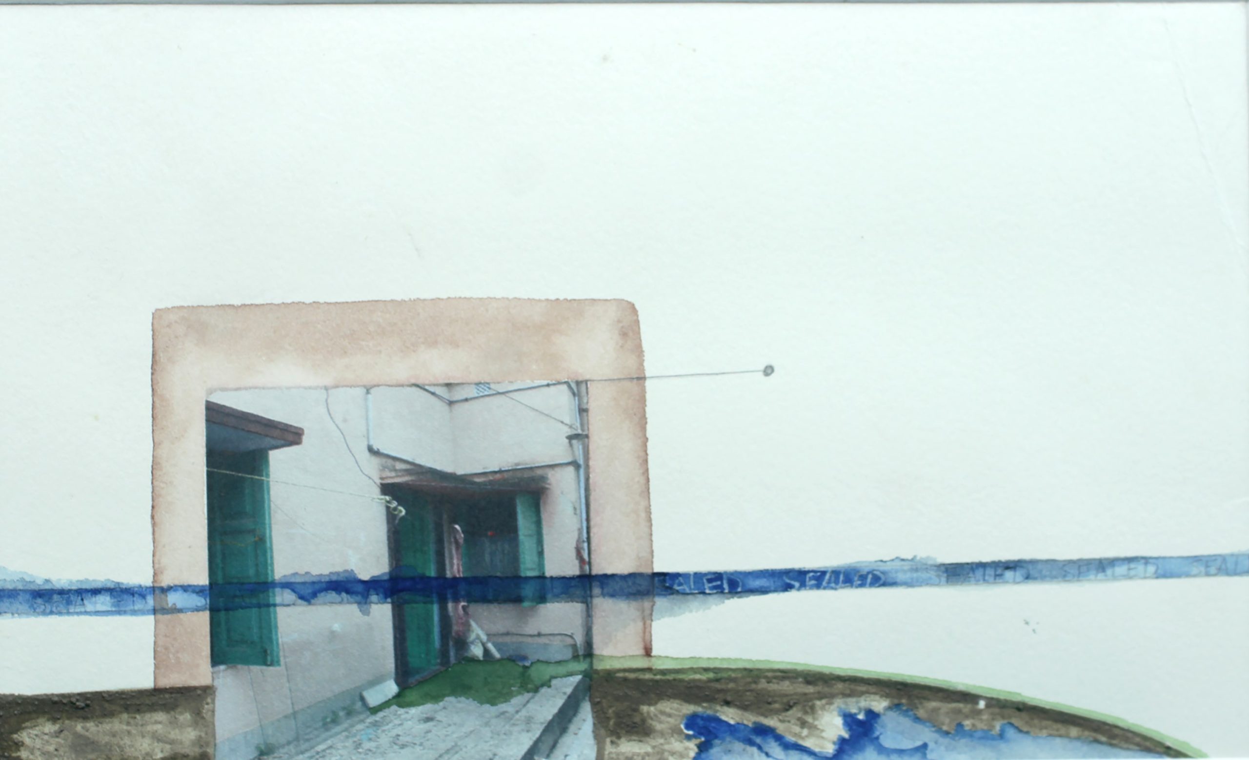 JAYETI BHATTACHARYA SEVERENCE II SET OF FOUR WATERCOLOR COLLECTED MUD INKJET PRINT ON ACID FREE PAPER 48x 120 IN