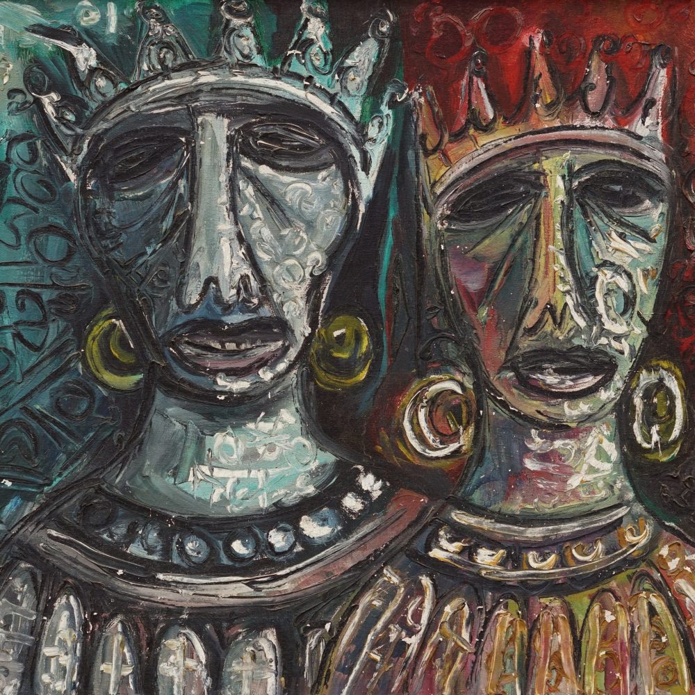 ROBIN MONDAL_KING & QUEEN_ OIL ON CANVAS _ 20 X 24 INCH_1986