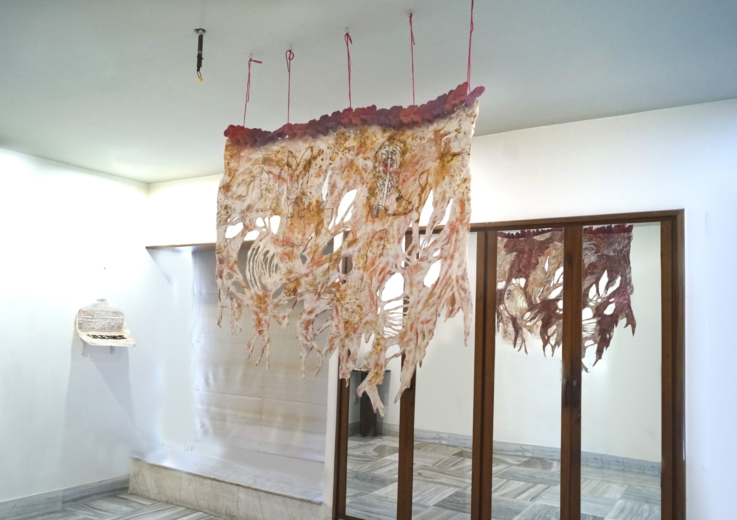 PIYALI SADHUKHAN SITE SPECIFIC INSTALLATION VIEW I NEPALESE HANDMADE PAPER AND CLOTH